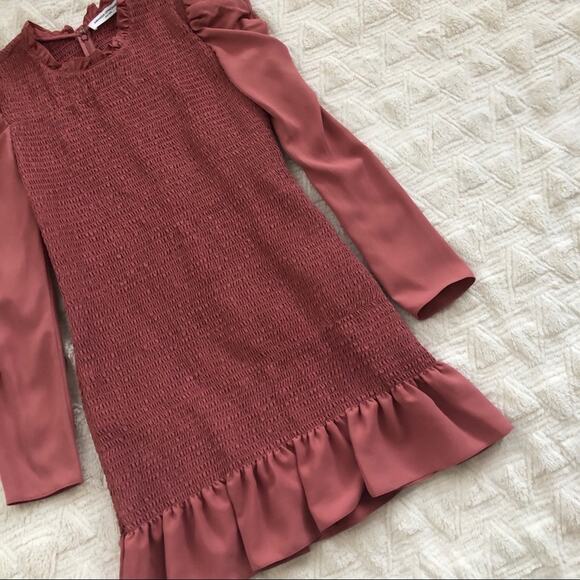 Amanda Uprichard Rhiannon Smocked Dress in Sienna - Picture 4 of 5